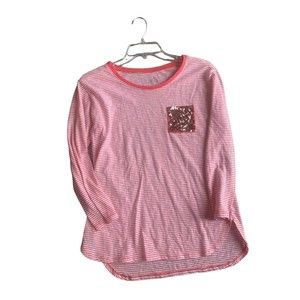 Girls Size 16 Justice Sequin Pocket Shirt Striped